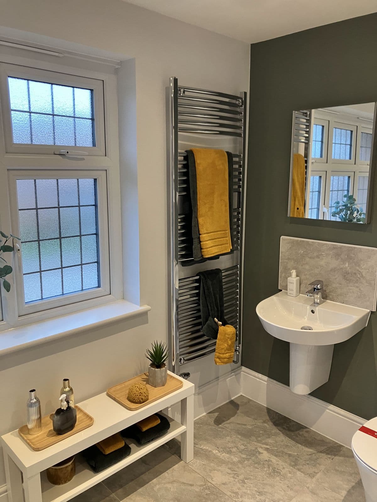 Completed bathroom renovation - loft bathroom with sloped ceiling