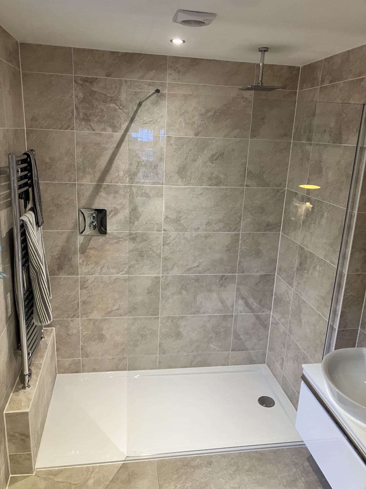 Recent Maycor bathroom project - mirrored bathroom storage cabinet