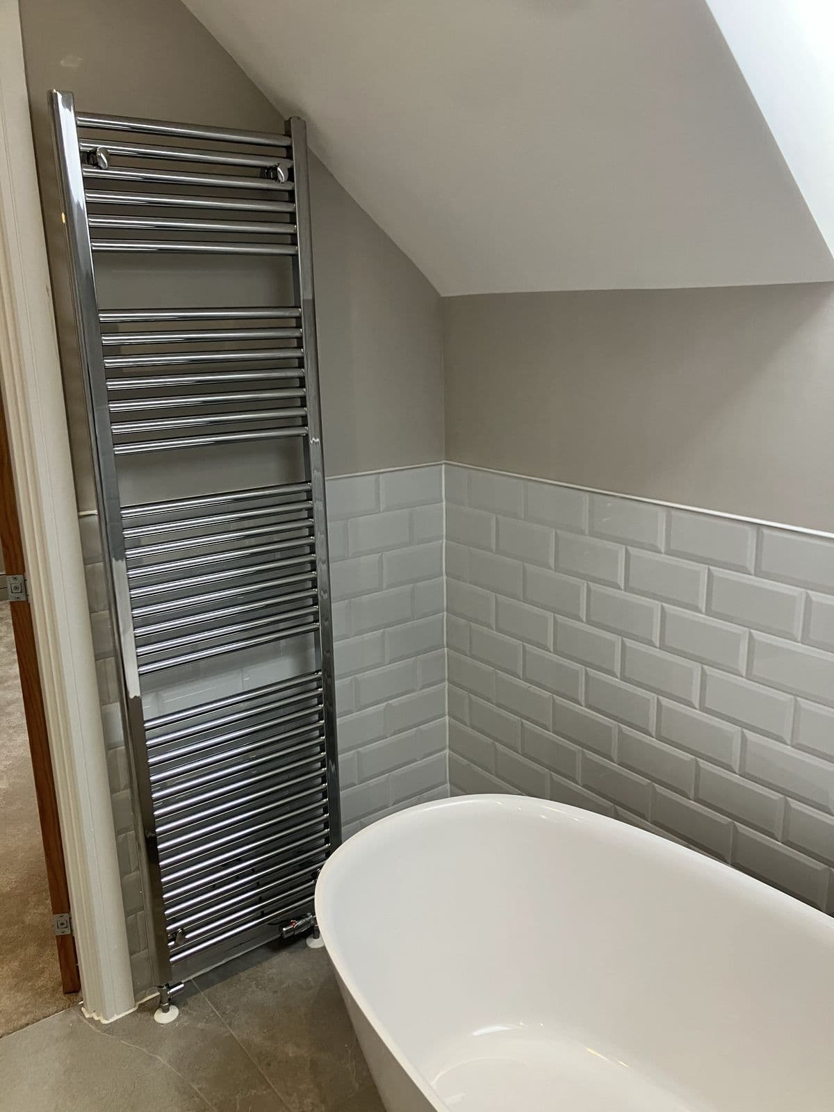 London bathroom refurbishment - walk-in shower with glass screen