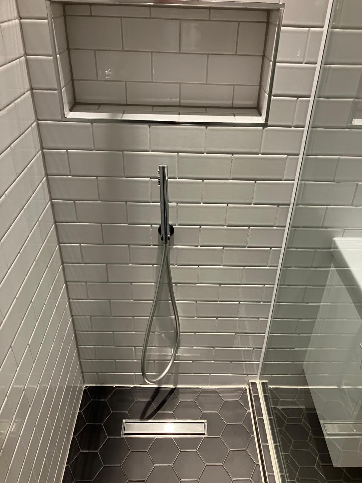 London bathroom refurbishment - corner shower enclosure