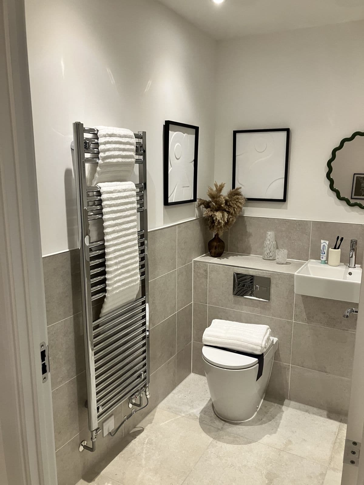 Bathroom renovation detail - recessed shower niche with feature tiling