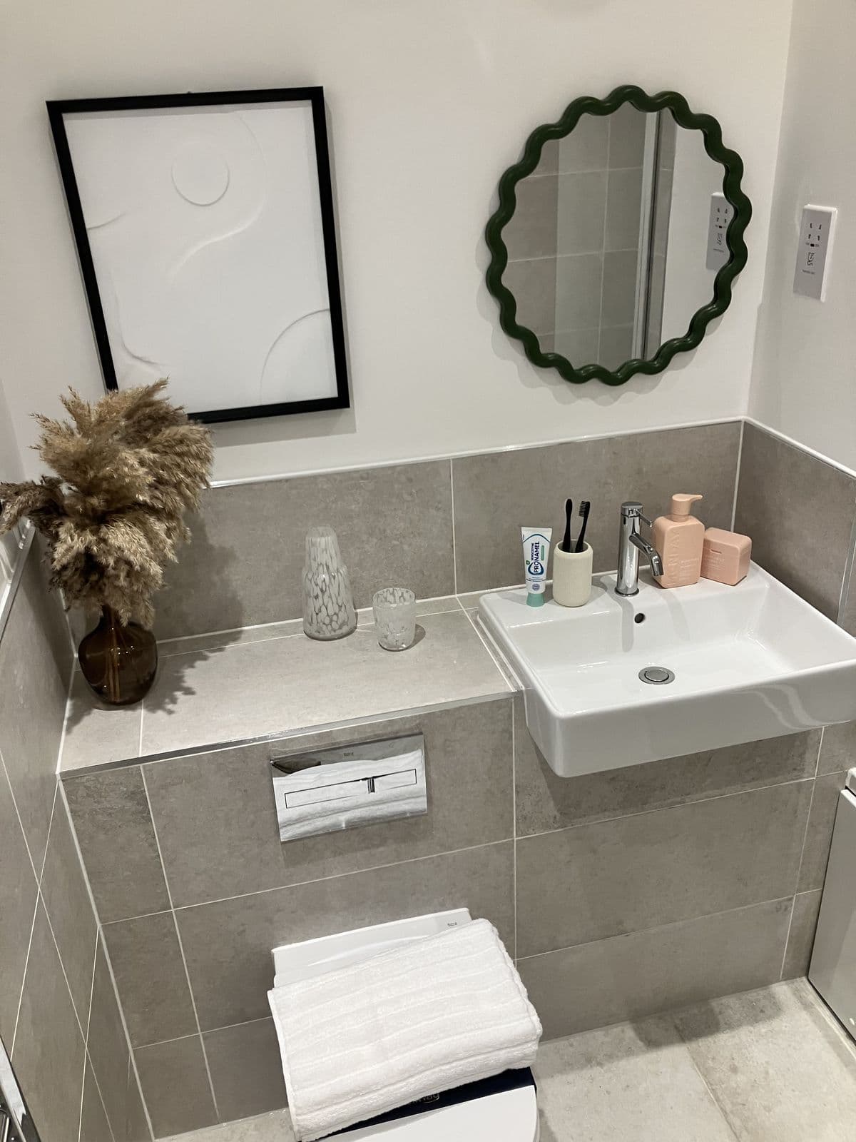 Bathroom renovation detail - vanity unit with countertop basin