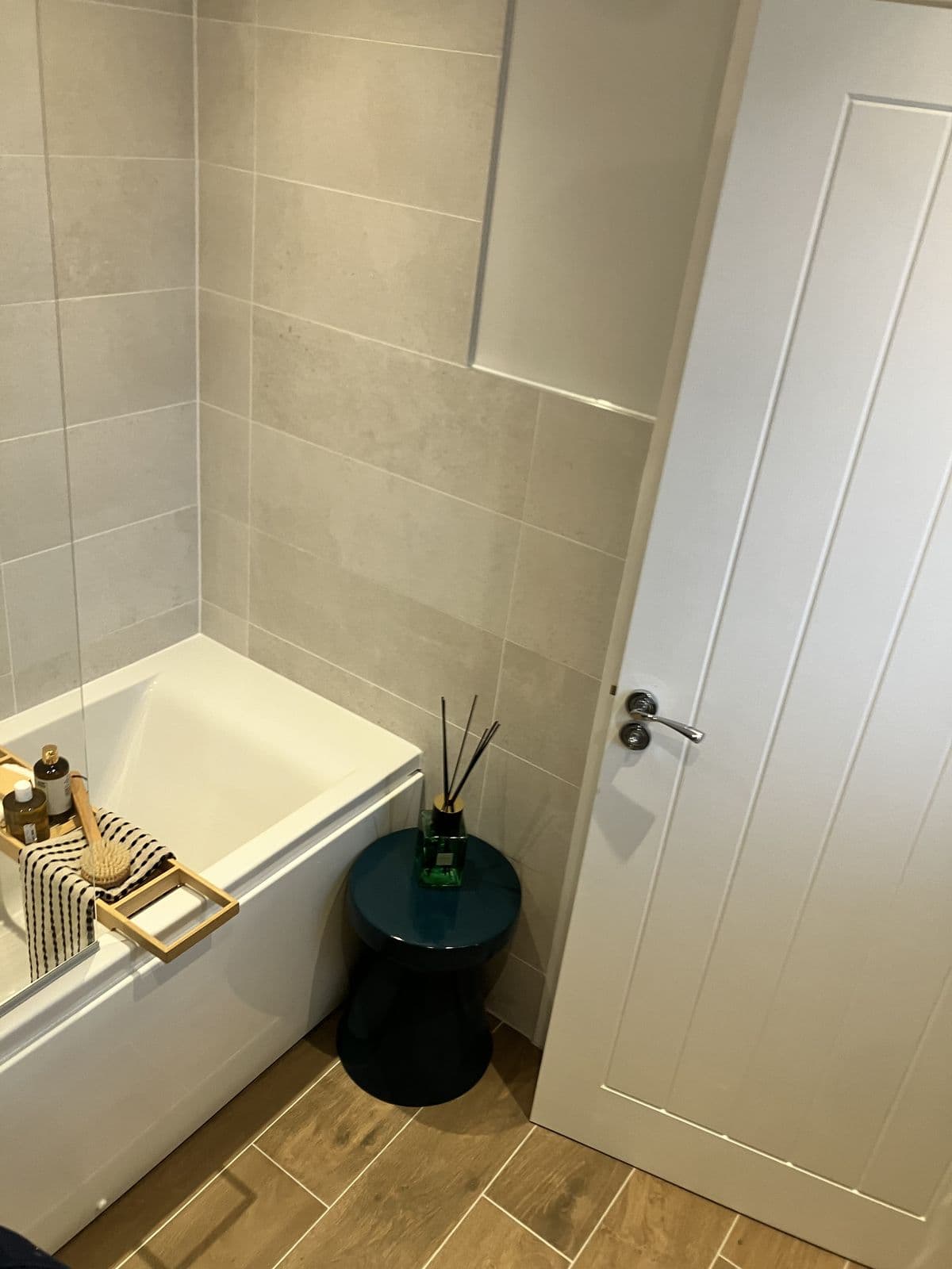 Bathroom renovation detail - corner shower enclosure