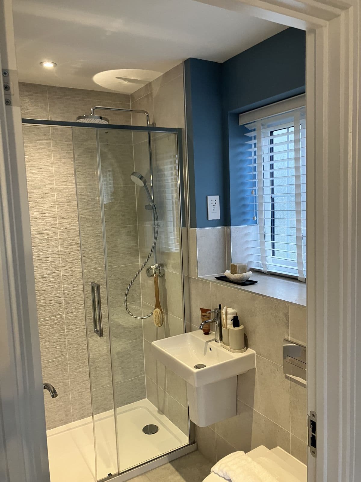 Bathroom renovation detail - matt black fixtures and fittings