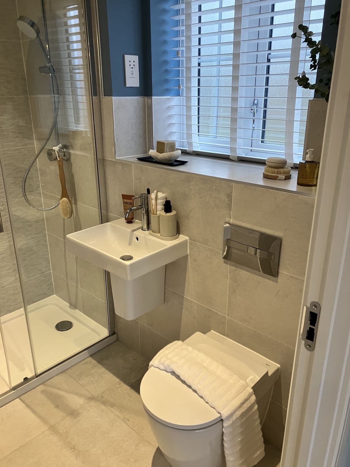 Bathroom renovation detail - patterned floor tiles