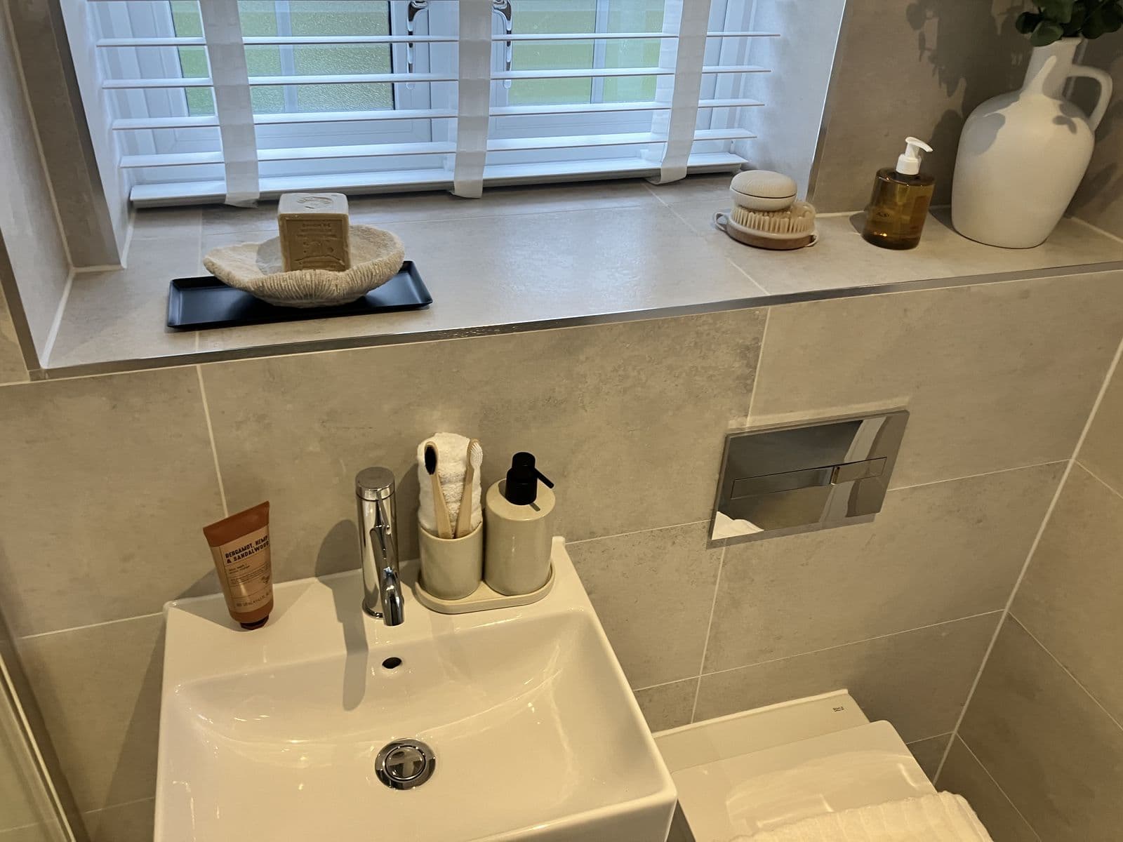 Bathroom renovation detail - loft bathroom with sloped ceiling